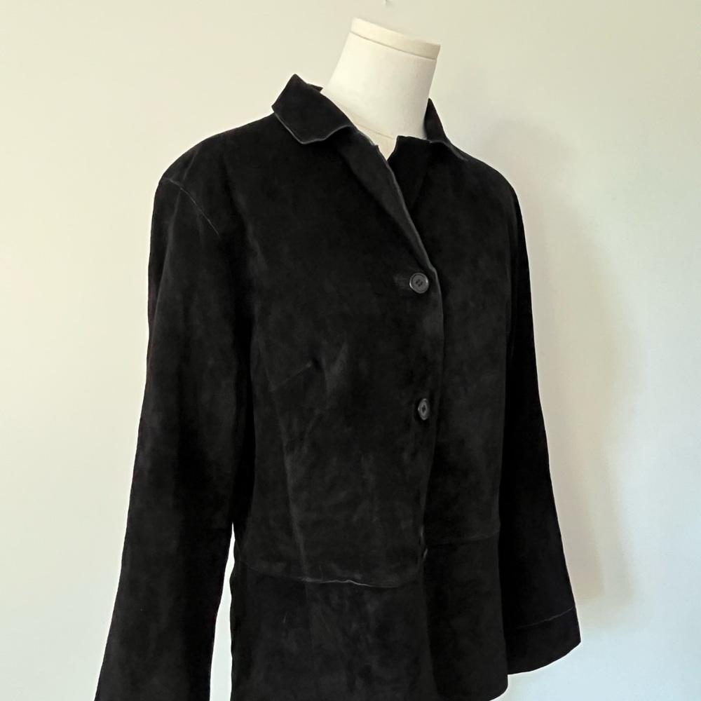 Black Suede Button-Front Jacket - image 4